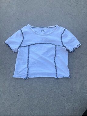 PacSun White Crop Top with Black Contrast Seams